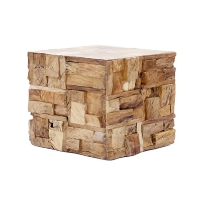 Image de Brillibrum Table d&#039;appoint Design en Bois flotté avec Pieds carrés
