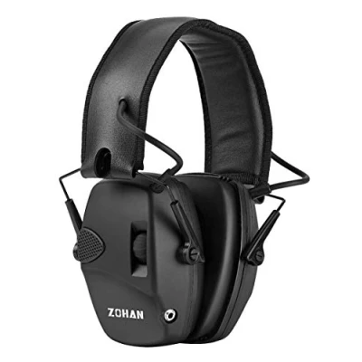 Image de ZOHAN 054 Casque Anti Bruit de Tir Electronique Coussinets d&#039;oreille Remplaçable, SNR 27dB, NRR 22dB, Réducteur Reglable, Protection Auditive Chasse Amplificateur Sonore, Noir