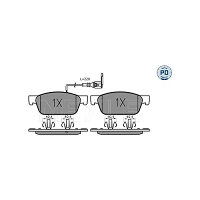 Image de MEYLE 025 246 2318/PD Jeu de plaquettes frein PD Quality Essieu avant préparé pour indicateur d&#039;usure avec tôle anti bruit