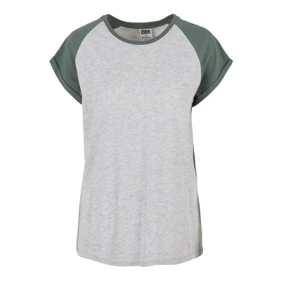 Image de Urban Classics Contrast Raglan Tshirt imprimé, Femme, Taille: XL, Lightgrey/paleleaf