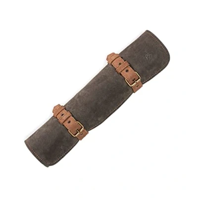 Image de Angus Stoke Sac à couteaux en cuir de buffle véritable Fabriqué la main rangement pour chef 7 emplacements Sean (olive vert/marron)