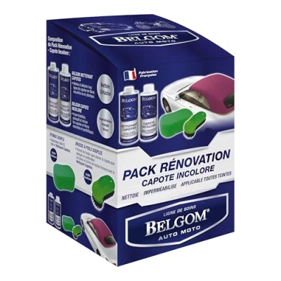 Image de BELGOM Pack Rénovation capote incolore les produits nécessaires pour un entretien parfait de toutes capotes en fibres naturelles ou synthétiques