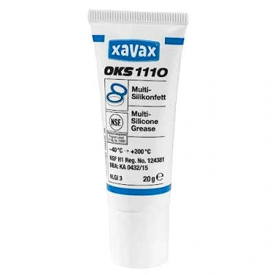 Image de Xavax Graisse silicone multiple &quot;OKS 1110&quot; (pour l&#039;entretien des machines à café, raccords et joints d&#039;étanchéité, sans danger pour les aliments, transparent, 20 g) Blanc/Bleu