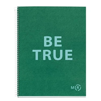 Image de Miquelrius Carnet A4 Be Eco, 80 Feuilles 90 g/m², Quadrillage 5 x mm, 1 Bande Couleur, 4 Trous, Couverture Recyclée, Vert Émeraude
