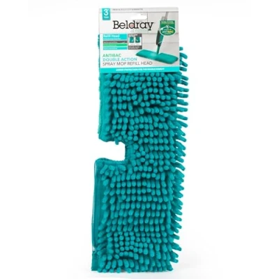 Image de Beldray LA080196UFEU7 AntiBac Double Face Tête de Serpillière Recharge en Microfibre, Traitée avec Protection Antibactérienne, Utiliser Sec ou Humide, Compatible Balai Vaporisateur L067098UFEU7