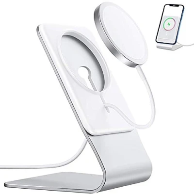 Image de Support de Bureau, FULAIM en Aluminium, Compatible avec Chargeur MagSafe pour iPhone 14/13/12, 14/13/12 Pro,14/13/12 Pro Max (MagSafe Non Inclus)