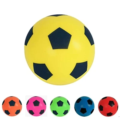 Image de Football 20 cm Fun Sport Ballon de soccer intérieur/extérieur en mousse éponge douce Jouez à nombreux jeux pendant des heures plaisir Convient aux garçons et filles tous âges (Jaune)