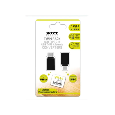 Image de Port Connect Pack de 2 adaptateurs convertisseurs USB c mâle vers a Femelle