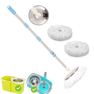Image de ARSUK Kit Balai Manche pour serpillère et 2 têtes de Balais laveurs Rotatif d&#039;essorage sans Effort, Ustensiles Nettoyage Bleu