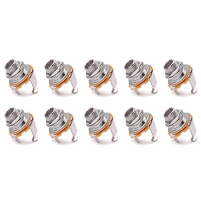 Image de Alnicov 1/4 pouce Mono Jack Socket Stratocaster Connecteur de Remplacement Femelle Montage Sur Panneau pour Bass Electric 10 Pcs
