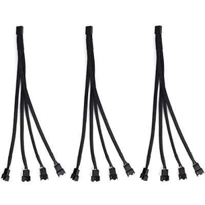Image de Aypzuke 3 Pièces Ventilateur Pc PWN Fan Hub Spiltter Câble (3Pin + 4Pin) Convertisseur 1 à 4