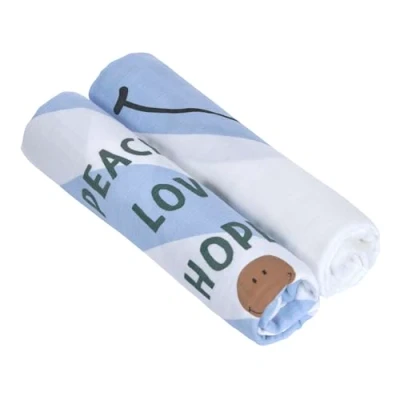 Image de LÄSSIG Bébé Couverture de puériculture Drap Lot 2 en coton 120 x cm/Heavenly soft Swaddle XL Happy Rascals Smile