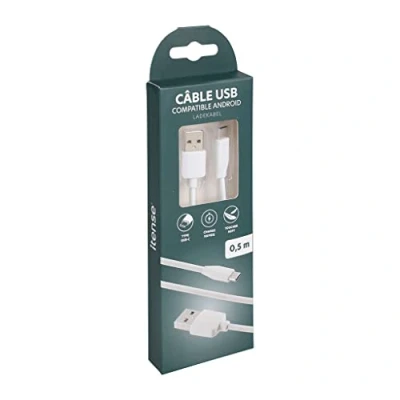 Image de itense Câble de charge rapide type USB C Longueur câble: 0.5m Compatible Android Résistant Puissance: 12W Courant sortie: DC 5V / 2400 mAh