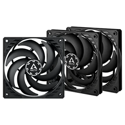 Image de ARCTIC P12 Slim PWM PST (3 Pièces) Ventilateur PC, 120 mm, Boitier Silencieux, Refroidisseur pour Unité Centrale, Pression Statique Élevée, Fonction de Partage PST, 300 2100 rpm Noir