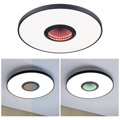 Image de Paulmann 71038 Plafonnier LED Spaceglow Three RGB+ 1.200lm 400 mm 230 V 21W Noir mat gradable applique/plafonnier