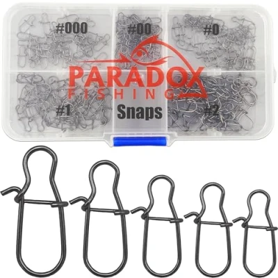 Image de Paradox Fishing Snap Set I 175 pièces #000 #2 avec boîte Snaps Accessoires de pêche à la truite Mousquetons Spoons Mousqueton pour appâts truite, brochet et