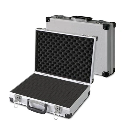 Image de PeakTech 7265 Mallette Universelle pour Instruments de Mesure, Robuste en Aluminium, Compartiment à Outils, Cube Mousse, Rembourrage XL 390 x 280 100 mm