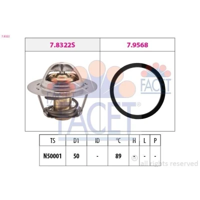 Image de FACET 7.8322 Thermostat d&#039;eau 89 50 Made in Italy OE Equivalent avec joint d&#039;étanchéite RENAULT: CLIO 2, MEGANE SCENIC DACIA: Duster SUV