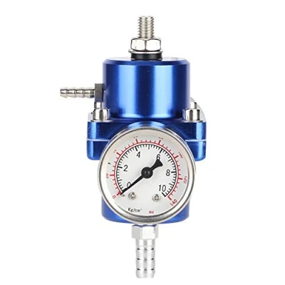 Image de Kit régulateur De Pression carburant réglable universel FPR avec flexible 0 140psi Alliage d&#039;aluminium(Bleu) Regulateur D Essence