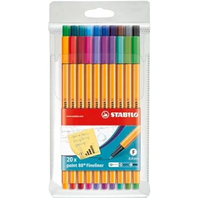 Image de Stylo feutre STABILO point 88 Pochette x 20 stylos pointe fine Coloris assortis [Exclusif Amazon]