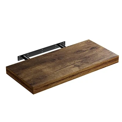 Image de Casaria Etagère Murale Flottante 70cm Noir MDF Robuste Effet Flottant Support de Fixation Inclus étagère Bois Rangement décoration