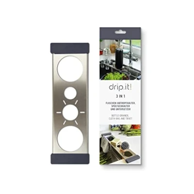 Image de Sanni Shoo Drip.it! Egouttoir Bouteilles Multifonctionnel et Extensible de la INOX Egoutoire/Égouttoir Résistant à Chaleur, Peu Encombrant Accessoire Pratique pour Cuisine Le Camping