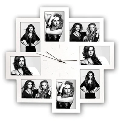 Image de zep S.r.l PC008W Horloge Murale avec 8 Photos Blanc 10 x 15 cm