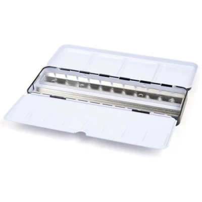 Image de Jaxon Boîte Vide en métal Robuste pour Aquarelle 24 Demi ou 12 Bols Entiers avec Palette Pliable et Anneau Le Pouce