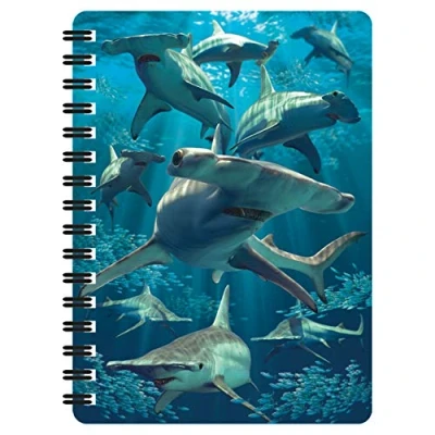 Image de 3D LiveLife Bloc note Requin Marteau de Deluxebase. Carnet à Spirale A6 Art Lenticulaire pages vierges en papier recyclé. Illustrations sous licence l&#039;artiste renommé David Penfound