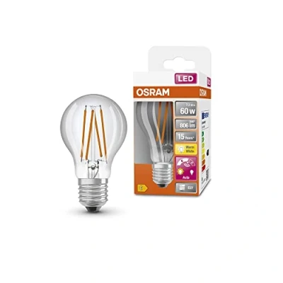 Image de OSRAM Lampe à LED Star+ avec capteur de lumière du jour, E27 base, Aspect filament ,Blanc chaud (2700K), 806 Lumen, Remplacement la traditionnelle 60W Ampoules 4 Pack