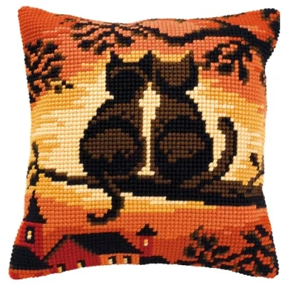 Image de Vervaco Kit coussin au point de croix Chats sur une tige