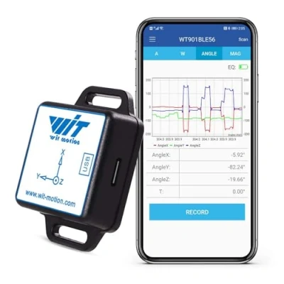 Image de Accéléromètre Bluetooth 5.0 + inclinomètre : WT901BLECL MPU9250 gyroscope 9 axes haute précision angle (XY 0,05 ) Magnetomètre avec filtre Kalman, capteur AHRS IMU faible puissance pour Arduino