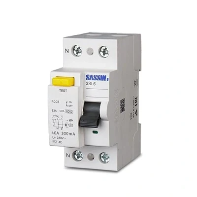 Image de differentiel 300ma, SASSIN Interrupteur différentiel 2P 40A,300mA,type ac, 230V/380V, disjoncteur 300ma 40a, Facile à installer et enlever, Norme: IEC 61008 1, 40 Ampères