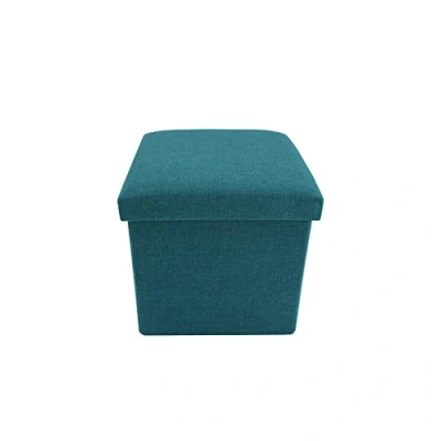Image de Rebecca Mobili Pouf Cube Pliable, Ottoman Repose Pieds Carre, Bleu Turquoise, Tissu Dimensions: 29 x 31 cm (HxLxL) Art. RE6172