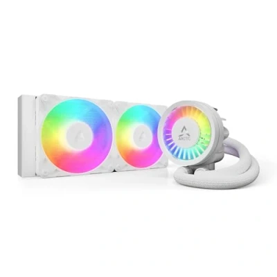 Image de ARCTIC Liquid Freezer III Pro 240 A RGB (blanc) Refroidisseur CPU AIO, 2 x 120 mm refroidissement à eau, radiateur 38 mm, pompe PWM, ventilateur VRM, AMD AM5/AM4, Intel LGA1851/1700 Cadre de contact
