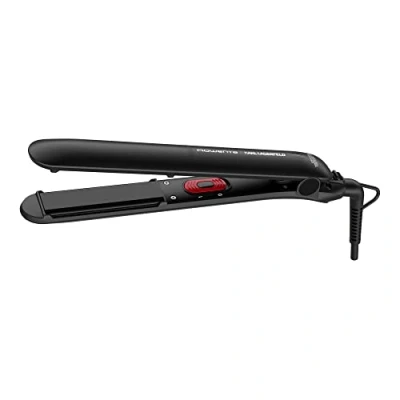 Image de Rowenta SF161L x Karl Lagerfeld Easyliss Fer à lisser un bouton, revêtement céramique tourmaline, système de plaque mobile, fonction droite &amp; curl, constante 200 C, noir/rouge, 1 pièce