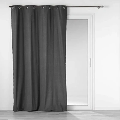 Image de douceur d&#039;intérieur, Rideau à Oeillets (140 x 240 Cm) Mistraline Anthracite, Coton Recyclé