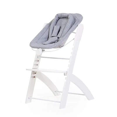 Image de CHILDHOME, Transat de Naissance Compatible Chaise Haute Bebe Childhome Evosit, Dès la Naissance, Jusqu&#039;à 6 Mois, Plusieurs Inclinaisons, Harnais 5 Points, Jersey 100% Coton Oekotex, Blanc