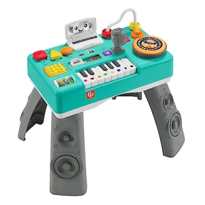 Image de Fisher Price Ma Table d’Activités de DJ Rires &amp; Éveil d&#039;Activité Bébé Lumineuse et Musicale Jouet d&#039;Éveil Progressif dès 6 Mois, Version: Allemande Emballage réduit, HXG09
