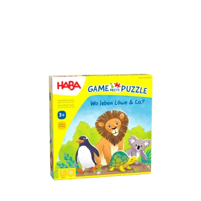 Image de HABA Game Meets Puzzle Où Vivre Lion &amp; Co.? Jeu de dés en Un 4 Puzzles avec Grands Animaux Bois A partir 3 Ans 2011724001