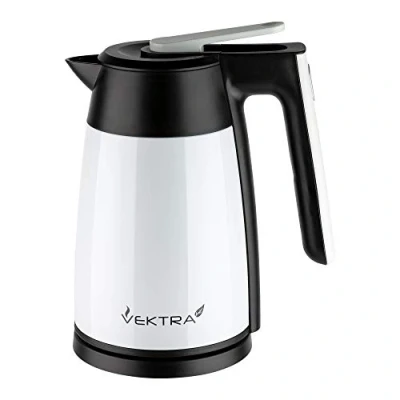 Image de Vektra Series 3 bouilloire électrique isotherme à double paroi en acier inoxydable 1.7L, blanc, sans bpa, prise EU