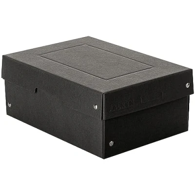 Image de Falken Réf. 22001712000F PureBox 1 boîte de rangement avec couvercle emballage cadeau sans plastique Format A5 hauteur 40 mm poignée découpée entourée d&#039;un ruban Couleur noire