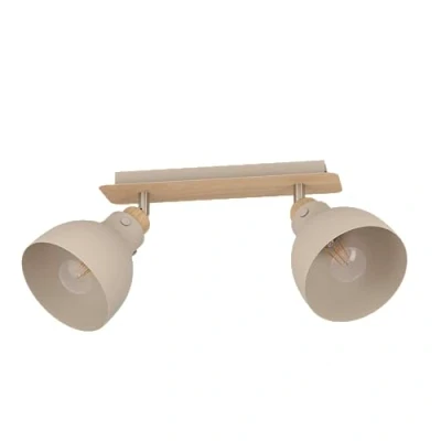 Image de EGLO Plafonnier Arrecife sable/aspect bois, à 2 lampes