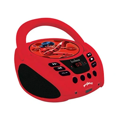 Image de LEXIBOOK Miraculous Lecteur CD, Prise Micro, Entrée Line in, Pile ou Secteur, Rouge/Noir, RCD108MI