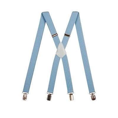 Image de Olata Bretelles Fines Unisex Ajustables à Pinces en X avec Métal 2,5 cm. Bleu Clair