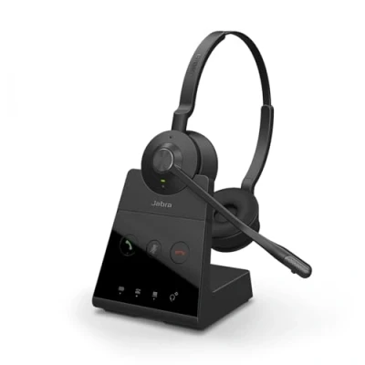 Image de Jabra Engage 65 Casque DECT Stereo Sans Fil Certifié Skype Entreprise avec Suppression Avancée du Bruit pour Téléphones Fixes et Softphones Noir Version UE