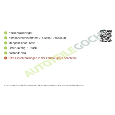 Image de KOLBENSCHMIDT 77584600 Support d&#039;arbre à came