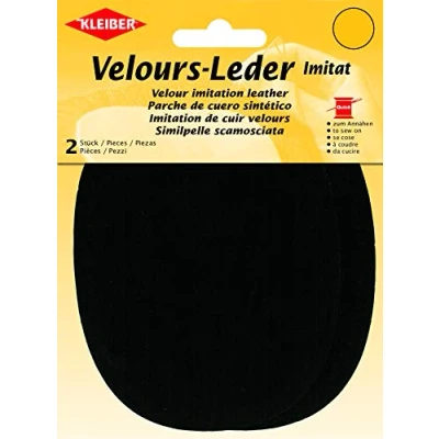 Image de Kleiber 12.5 x 10 cm Patchs à Coudre Simili Daim pour Genoux/Coudes ovales, Noir