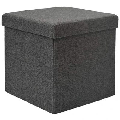Image de DuneDesign Pouf 38cm avec Coffre de Rangement 42L Repose Pieds en Forme Cube Couvercle rembourré Bouts canapé Pliant Tabouret Gris Foncé