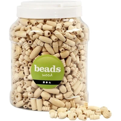 Image de Perles en bois de taille moyenne. Livrées dans un seau plastique. Réf 68477